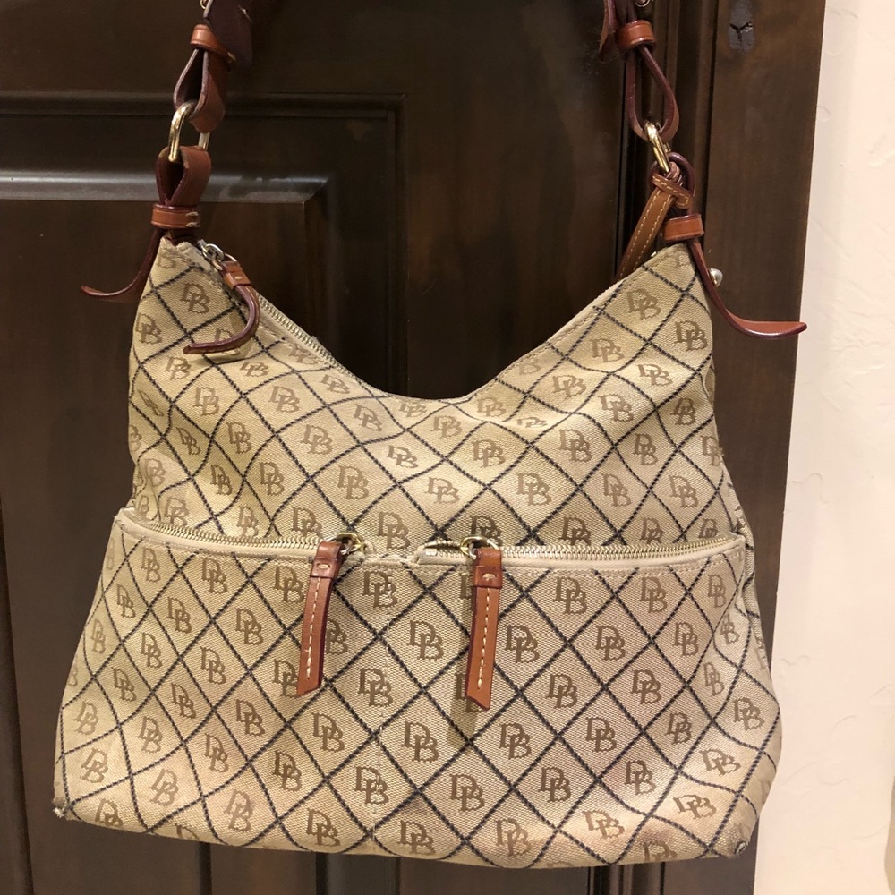 Tan and brown signature Dooney!